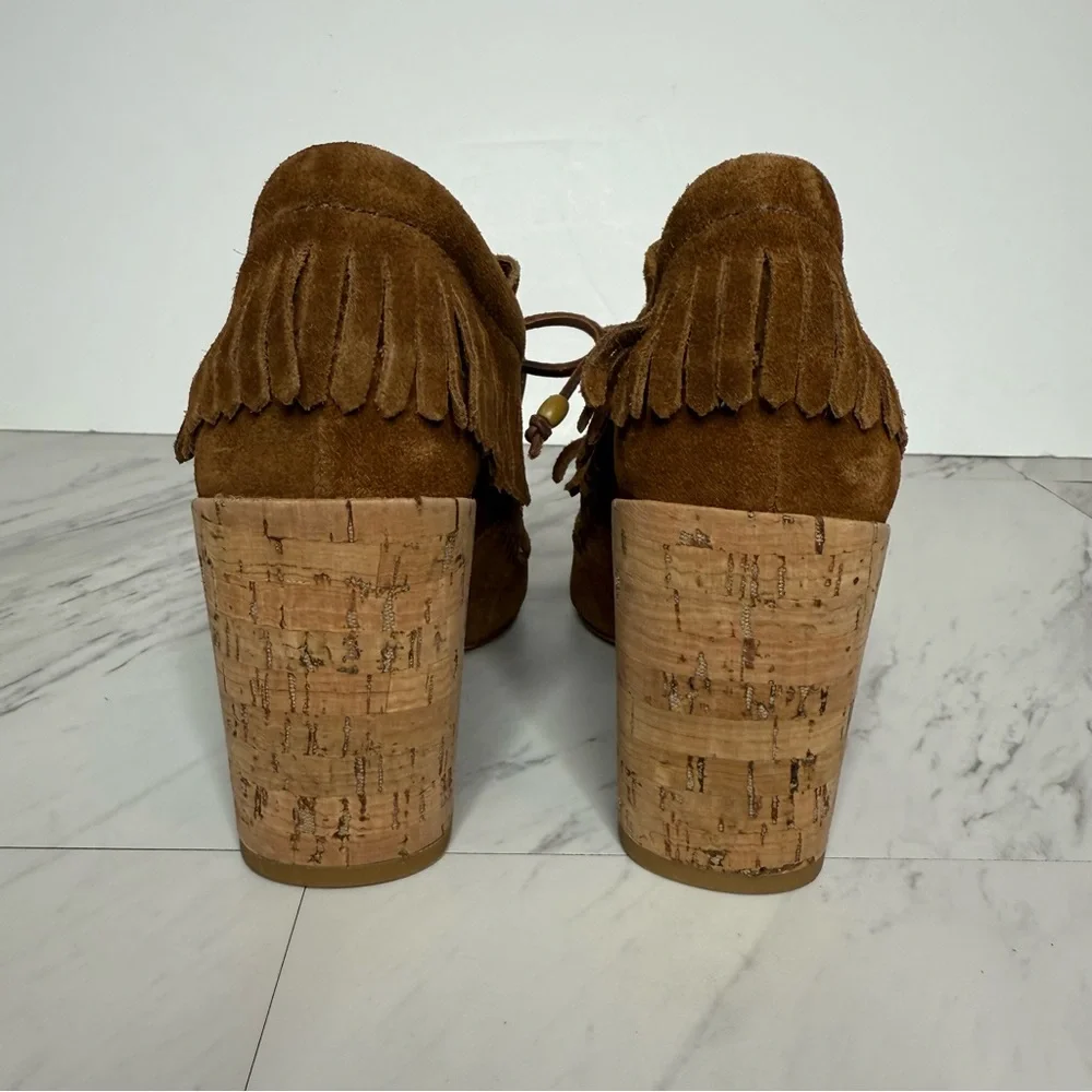 Tory Burch Huntington Fringe Brown Suede Beaded Bootie 5M